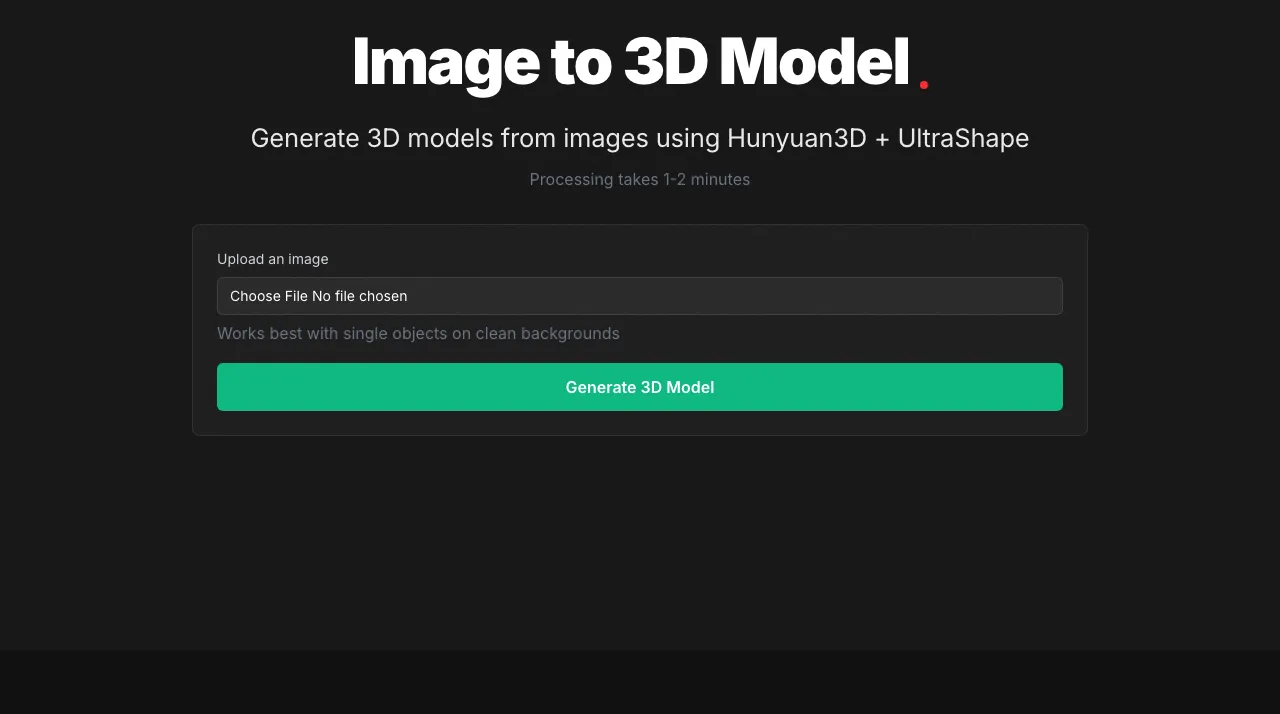 The image to 3D page when it was live.