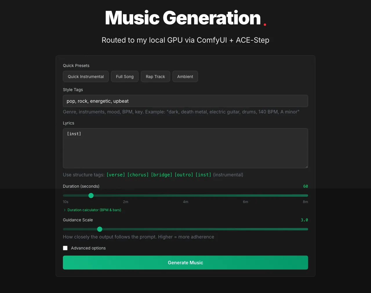 An older version of the music tool, when the slider went to 8 minutes. Later versions capped tracks at four minutes.